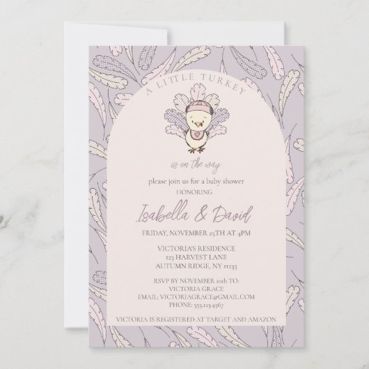 A Little Turkey is op weg naar het Baby shower Kaart (Voorkant)