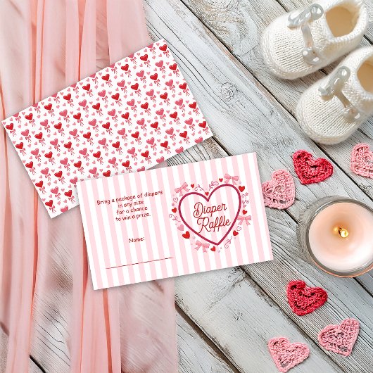 A Little Valentine Pink Baby Shower Diaper Raffle Informatiekaartje