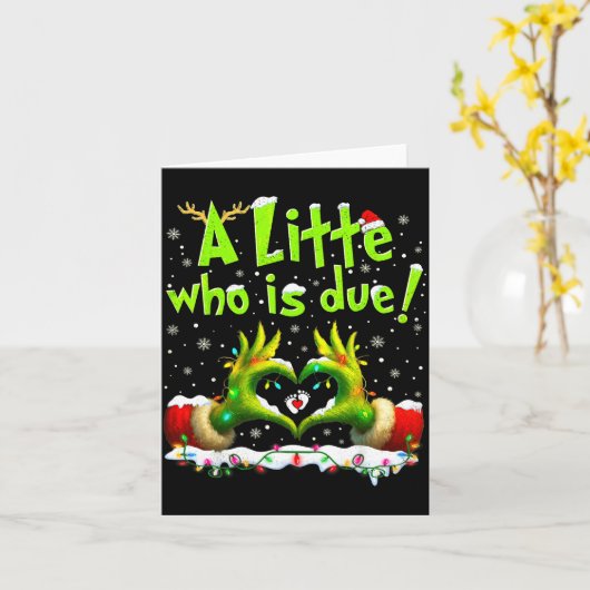 A Little Who Is Due Funny Christmas Pregnancy Anno Kaart (Gele Bloem)