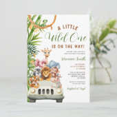 A Little Wild One Baby Shower Forest Animals Truck Kaart (Staand voorkant)