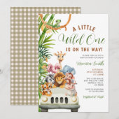 A Little Wild One Baby Shower Forest Animals Truck Kaart (Voorkant / Achterkant)
