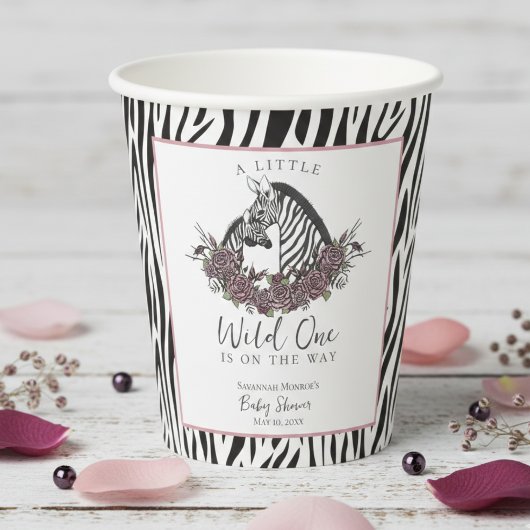A Little Wild One Baby Shower Zebra Print Papieren Bekers