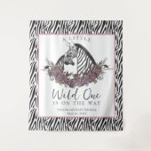 A Little Wild One Baby Zebra Print Backdrop Wandkleed (Voorkant)
