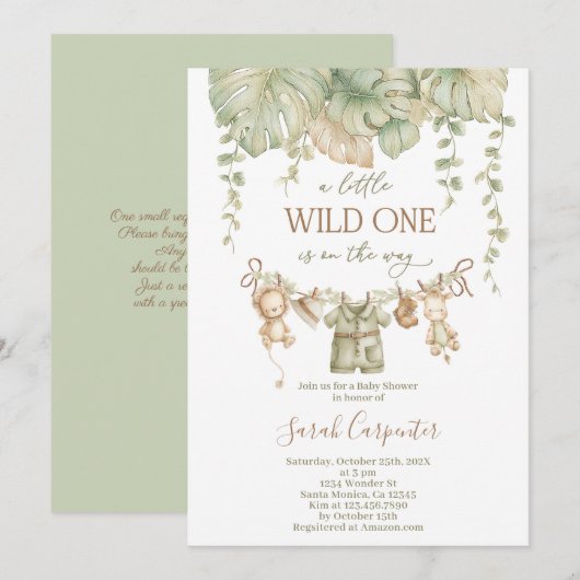 A Little Wild One is on the Way Safari Baby Shower Kaart (Voorkant / Achterkant)