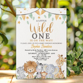 A Little Wild One Safari Animals Baby Shower Kaart
