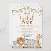 A Little Wild One Safari Animals Baby Shower Kaart (Voorkant)