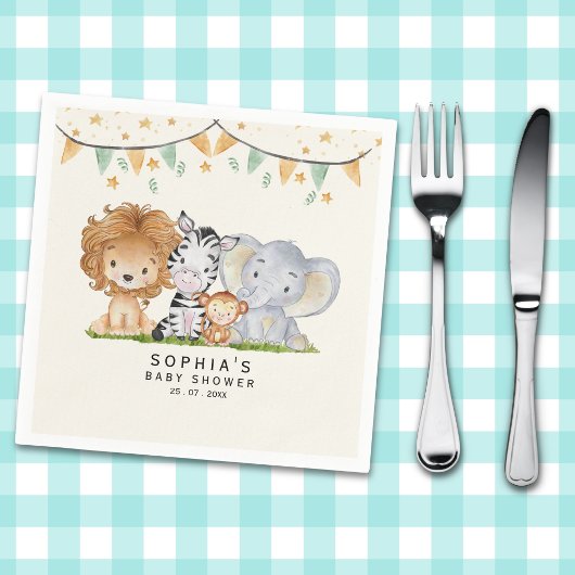 A Little Wild One Safari Animals Baby Shower Servet
