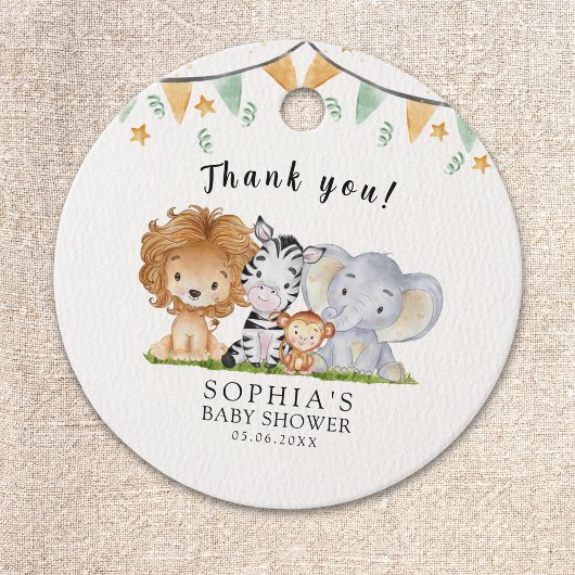 A Little Wild One Safari Animals Bedankjes Labels