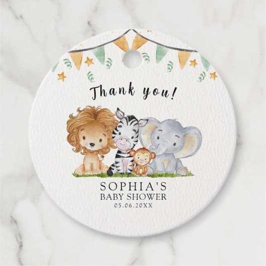 A Little Wild One Safari Animals Bedankjes Labels (Voorkant)