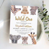 A Little Wild One Safari Baby Animals Baby shower Kaart