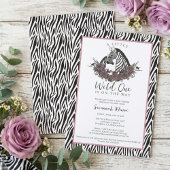 A Little Wild One Soft Gothic Zebra Baby Shower Kaart