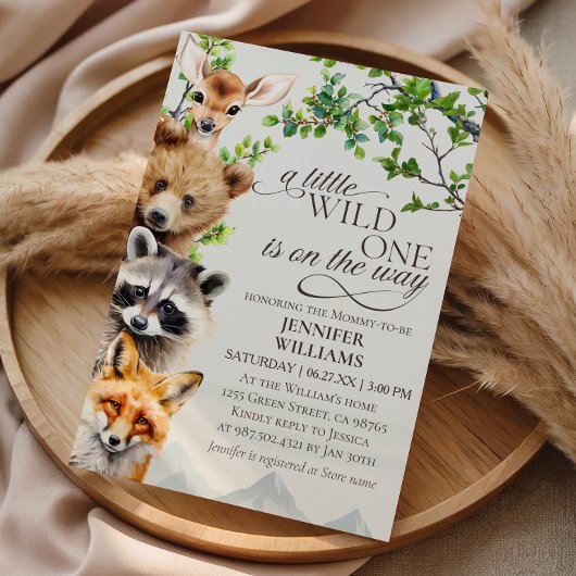 A Little Wild One Woodland Animals Baby Shower Kaart