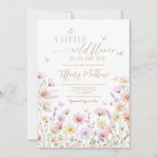 A Little Wildflower Baby Shower Invitation  Kaart