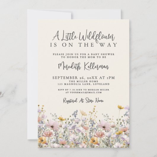 A Little Wildflower Baby Shower Kaart (Voorkant)