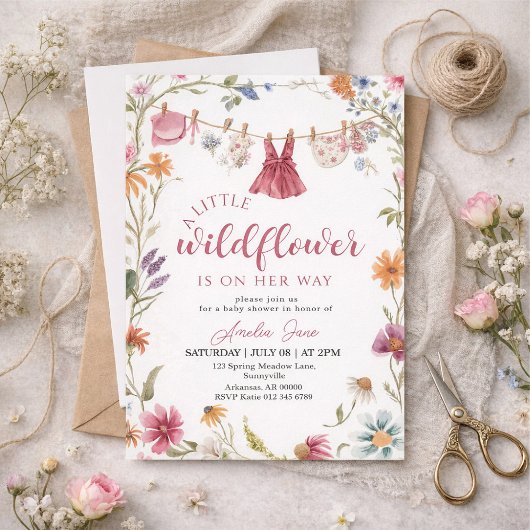 a little wildflower baby shower kaart