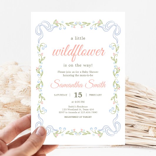 A Little Wildflower Baby Shower Kaart