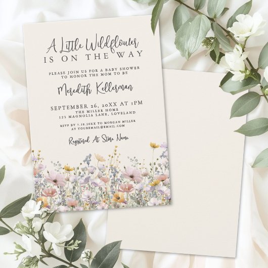A Little Wildflower Baby Shower Kaart
