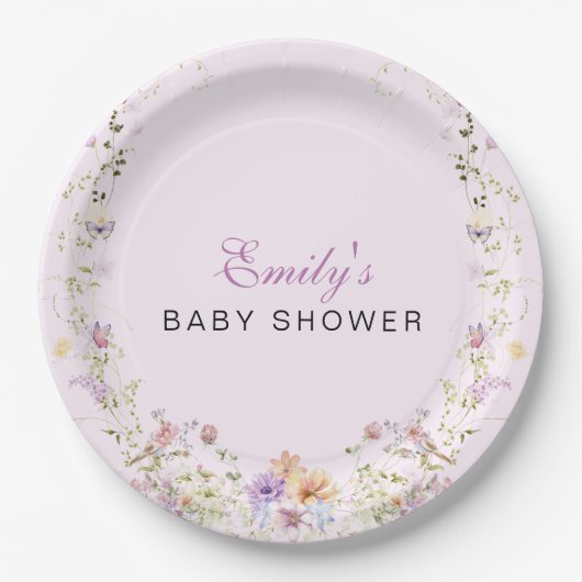 A Little Wildflower Baby Shower  Papieren Bordje (Voorkant)