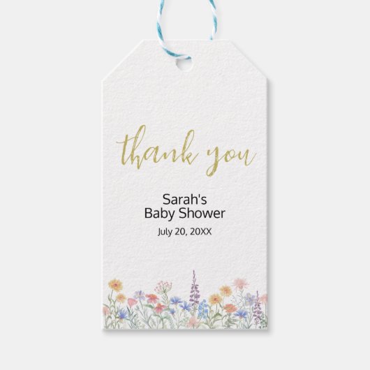 A little Wildflower Baby Shower Thank You Cadeaulabel (Voorkant)