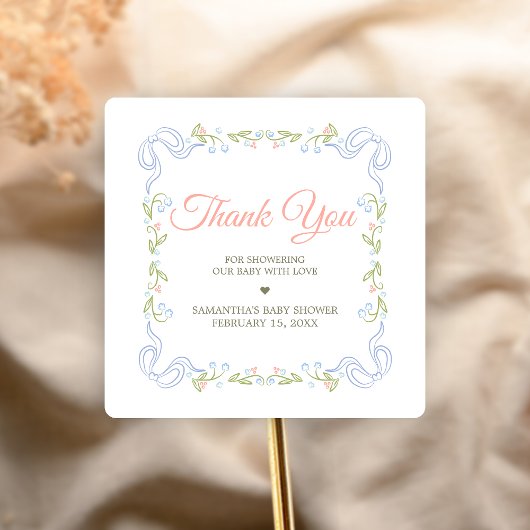 A Little Wildflower Baby Shower Vierkante Sticker