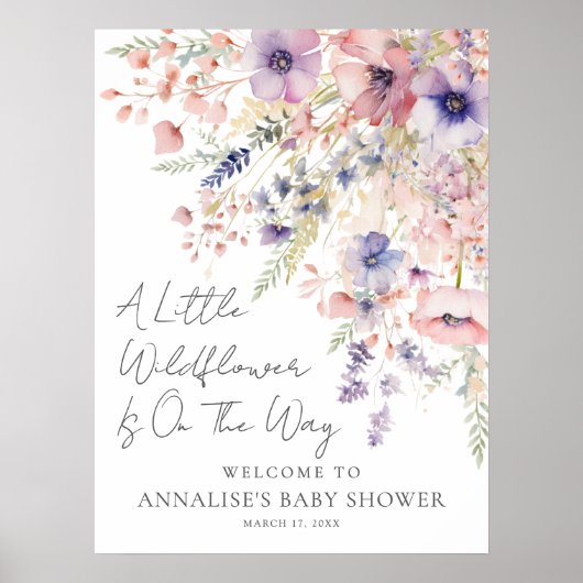 A Little Wildflower Floral Baby Shower Welcome Poster (Voorkant)