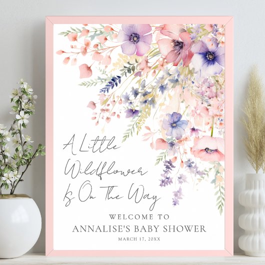 A Little Wildflower Floral Baby Shower Welcome Poster