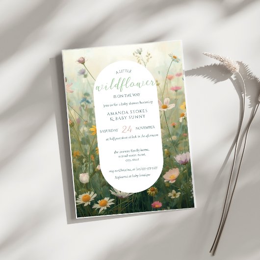 A Little Wildflower Girl Boho Baby Shower Kaart