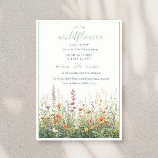 A Little Wildflower Girl Boho Baby Shower Kaart