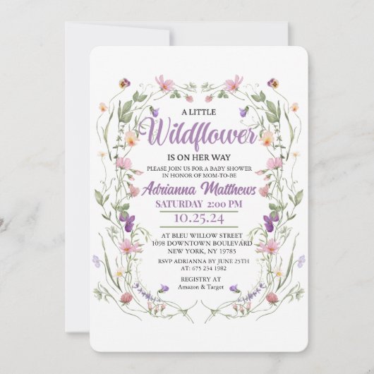 A Little Wildflower Is on Her Way Kaart (Voorkant)