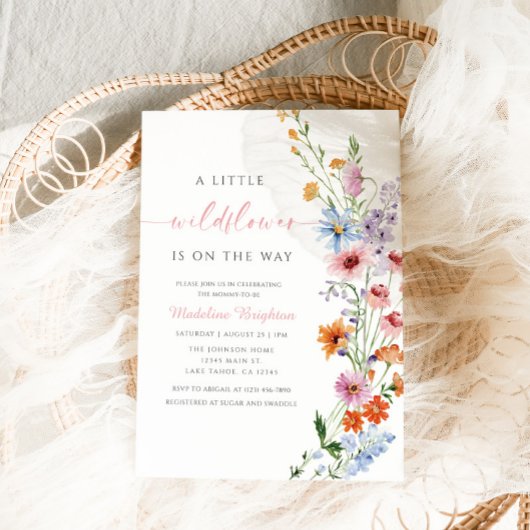 A Little Wildflower Is On The Way Invitation Kaart