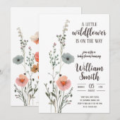 A Little Wildflower is onderweg - Bewerkbare Baby Kaart (Voorkant / Achterkant)