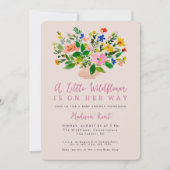 A Little Wildflower Pink Girl Baby Shower Kaart (Voorkant)
