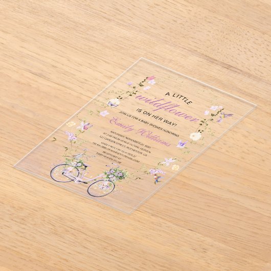 A Little Wildflower Spring Baby Shower  Acryl Uitnodigingen (Laagn)