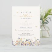 A Little Wildflower Spring Baby Shower Invitation Kaart (Staand voorkant)