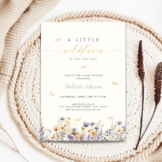 A Little Wildflower Spring Baby Shower Invitation Kaart