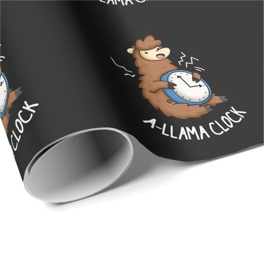 A-llama Clock Funny Llama Pun Dark BG Cadeaupapier (Rol Hoek)