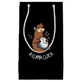 A-llama Clock Funny Llama Pun Dark BG Klein Cadeauzakje (Voorkant)