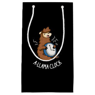A-llama Clock Funny Llama Pun Dark BG Klein Cadeauzakje