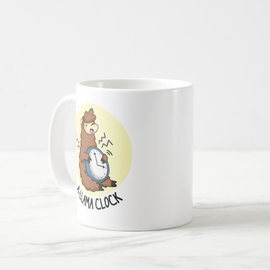 A-llama Clock Funny Llama Pun Koffiemok (Voorkant links)
