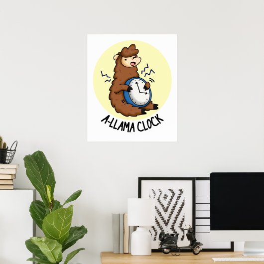 A-llama Clock Funny Llama Pun Poster (Thuiskantoor)