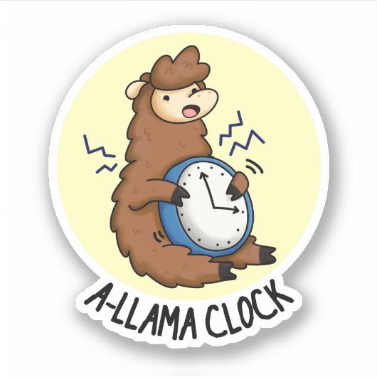 A-llama Clock Funny Llama Pun Sticker (Voorkant)