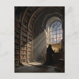 A Lone Scholar In Ancient Library Books Lovers Briefkaart
