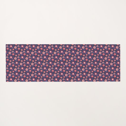 A long, rectangular navy blue yoga mat  (Achterkant (horizontaal))