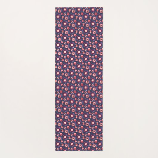 A long, rectangular navy blue yoga mat  (Achterkant)