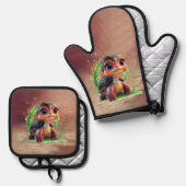 A look full of charm and adventure, ovenwant & pannenlap set (Voorkant / Achterkant)