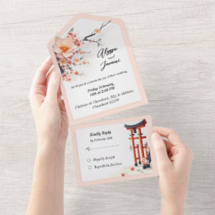 A Love Blossoming Under the Cherry Trees All In One Uitnodiging