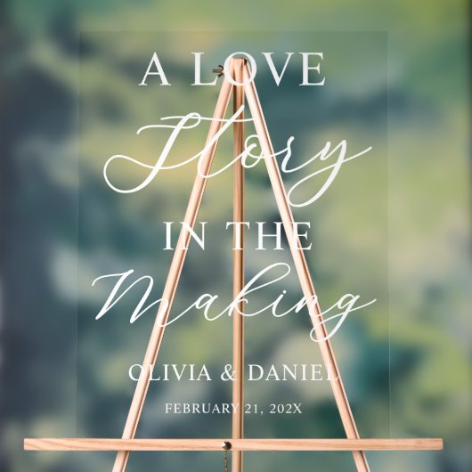 A Love Story in the Making Wedding Welcome Acryl Bord (Neutraal)