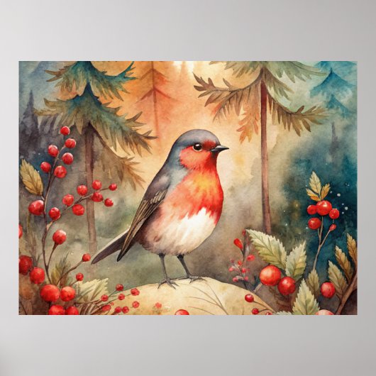 A lovely Robin in Autumn Poster (Voorkant)