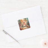 A lovely Robin in Autumn Vierkante Sticker (Envelop)