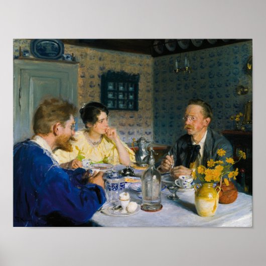 A luncheon by Peder Severin Kroyer Poster (Voorkant)